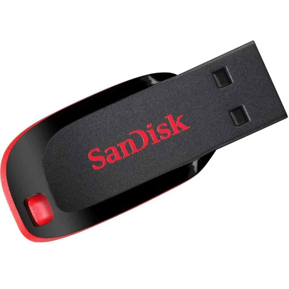 Pen Drive 16GB, 32GB, 64GB, 128GB e 256GB SanDisk Cruzer Blade, USB 2.0