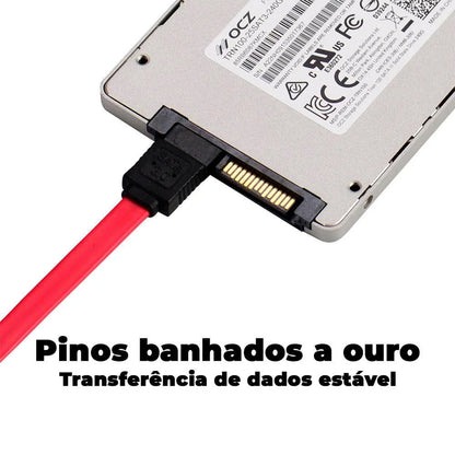 Cabo Dados Sata 3 90° L, 6gbps HD, SSD, Gravador, 40cm