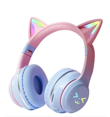Fone De Ouvido Bluetooth Gamer Com Orelha De Gato E Led