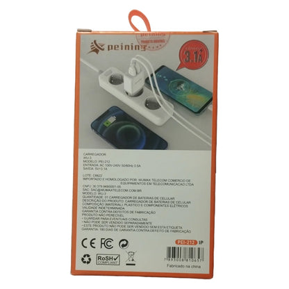 Carregador Fonte Rápido Turbo Tipo-c Ios Android 2 Usb 1mt
