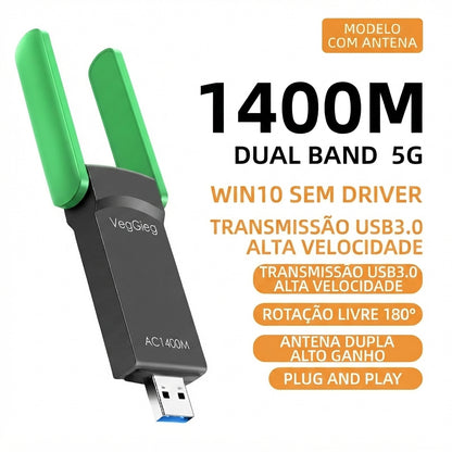 Antena wifi para PC e Notebook Veggieg 1400