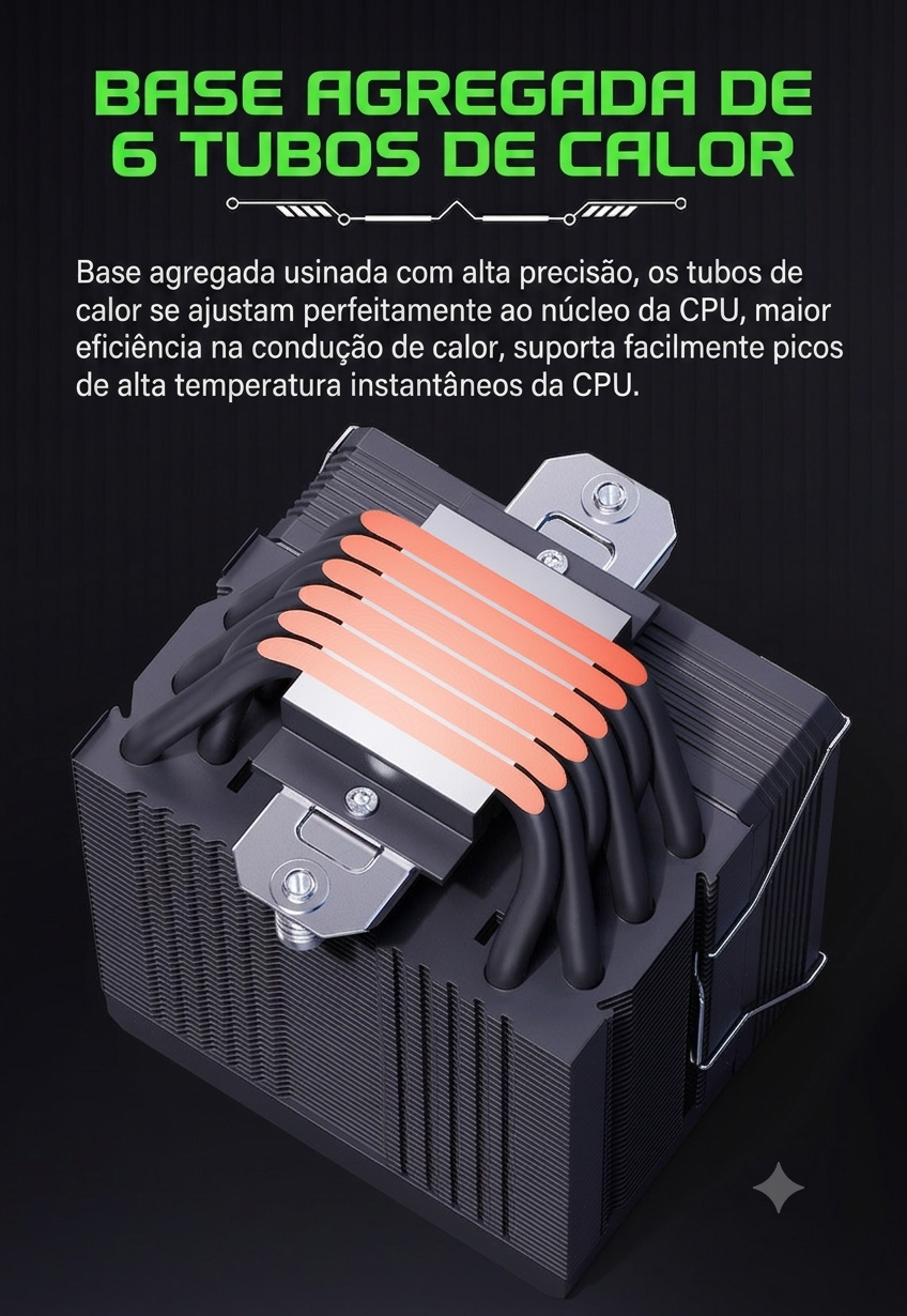 Cooler Cpu Argb 4 Heatpipes 119mm Am4 Am5 Lga 1700 Tdp 150w Preto