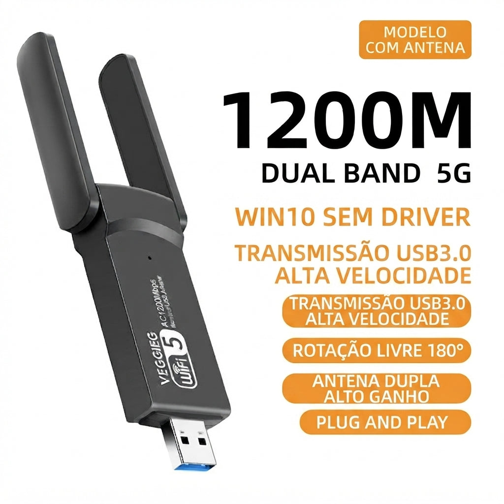 Antena wifi para PC e Notebook Veggieg 1200