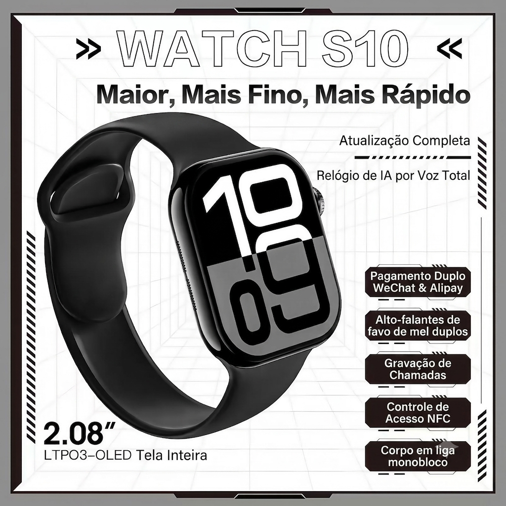 SMARTWatch 1:1 com GPS Celular – 42 mm • Pulseira esportiva preta