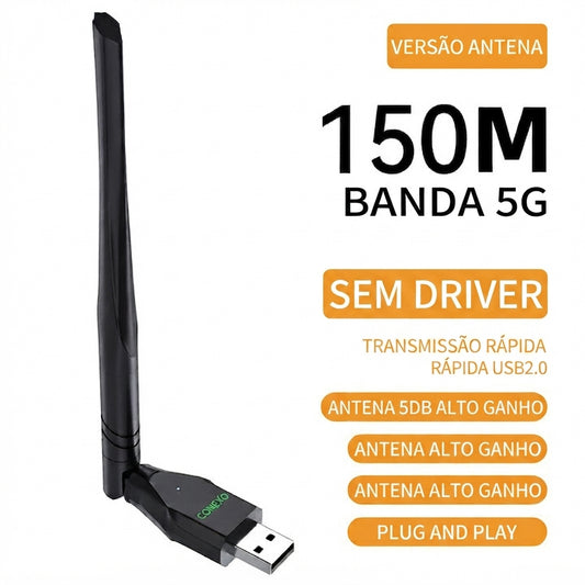 Antena Adaptadora Wifi Usb De 650 Mbps Placa Sem Fio